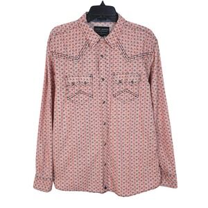 Cody James Pearl Snap Western Shirt Large Orange Geometric Long Sleeve CMSP20W71